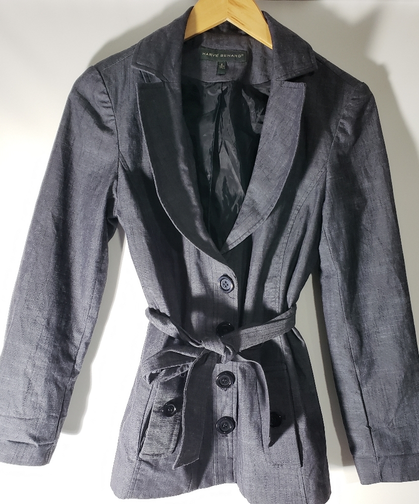 Harve Benard blue/gray belted jacket